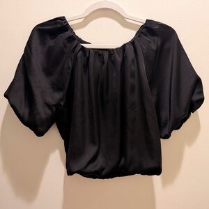 NWOT Ann Taylor Elegant Black Women's Top Bubble Sleeve